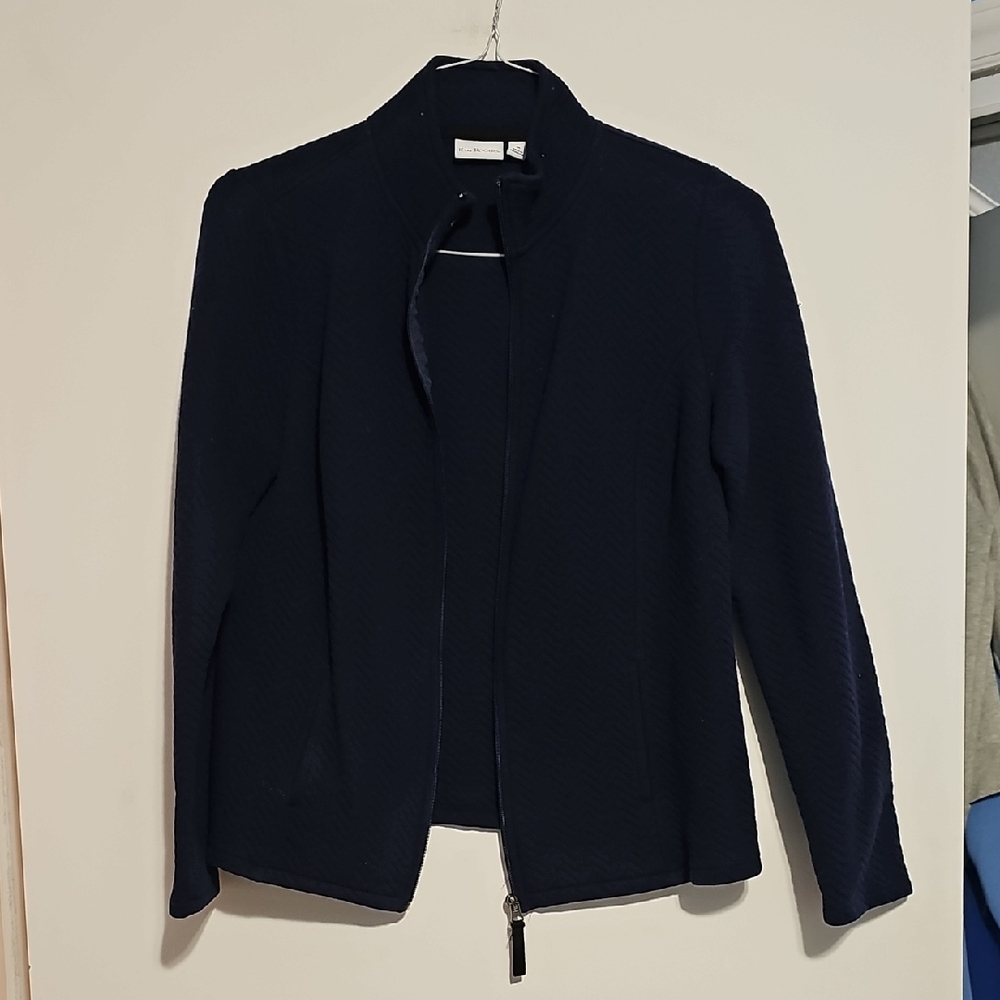 Kim Roger's Women's Navy Quilted Jacket Zip Front Pockets Sz M Cotyon Polyester